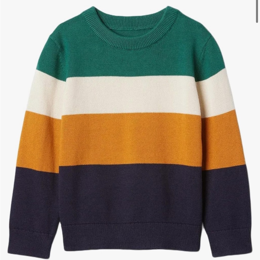 GAP Kids Color Block Sweater - Green, White, Orange, Navy